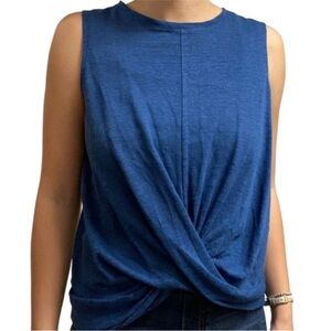 J. Jill Love Linen Blue Twist Front Sleeveless Tank Shirt Top